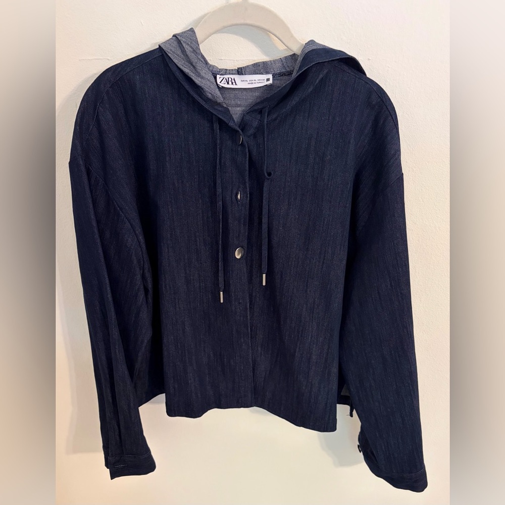 Zara gray denim hooded top